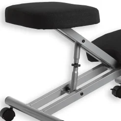 Tabouret ergonomique ROBERT, structure en métal et tissu noir