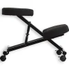 Tabouret ergonomique ROBERT, structure en métal noir et tissu noir
