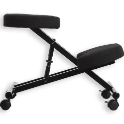 Tabouret ergonomique ROBERT, structure en métal noir et tissu noir