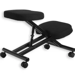 Tabouret ergonomique ROBERT, structure en métal noir et tissu noir