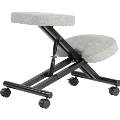 Tabouret ergonomique ROBERT, structure en métal noir et tissu gris