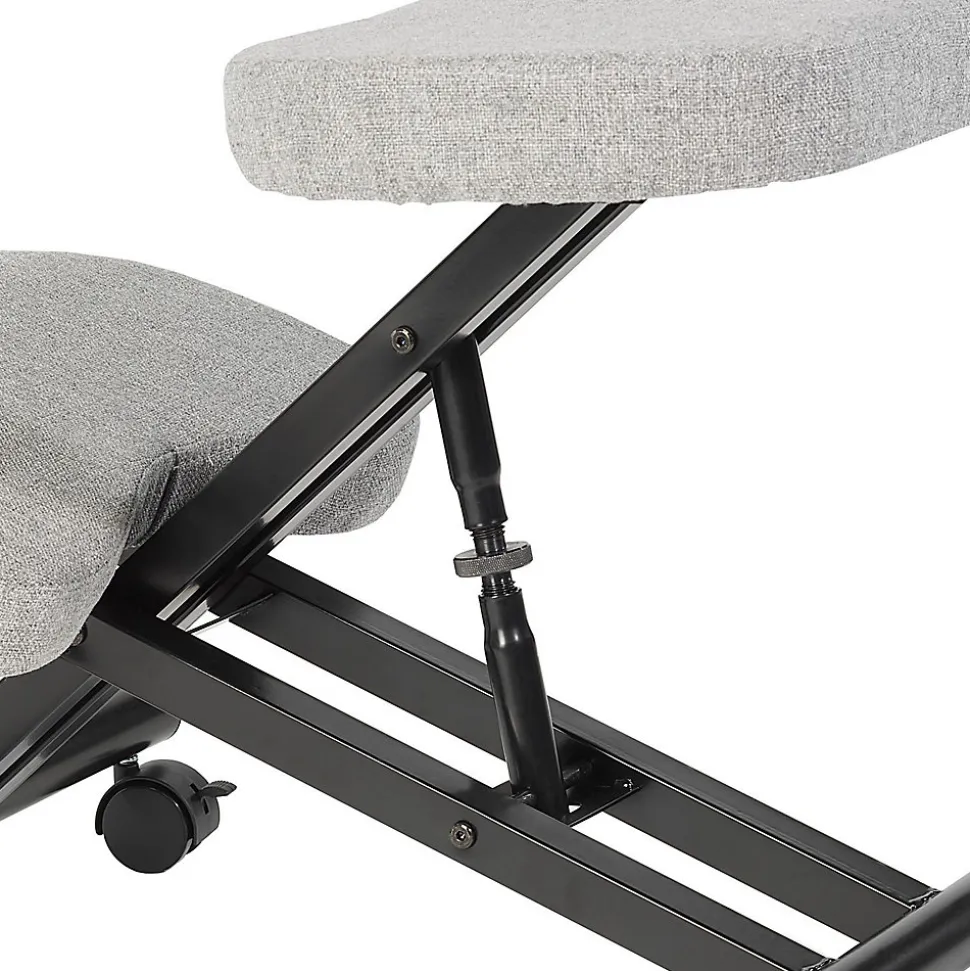 Tabouret ergonomique ROBERT, structure en métal noir et tissu gris