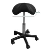 Tabouret ergonomique, selle de cheval à roulettes réglable en hauteur et pivotable - Noir - Vivezen