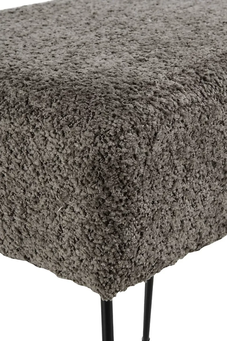 Tabouret gris rembourré avec pieds en métal noir