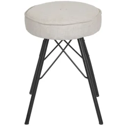 Tabouret H. 45 cm tissu chiné gris clair et pieds en métal - IDA 7483
