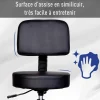 Tabouret massage à roulettes réglable en hauteur pivotant avec dossier ergonomique noir