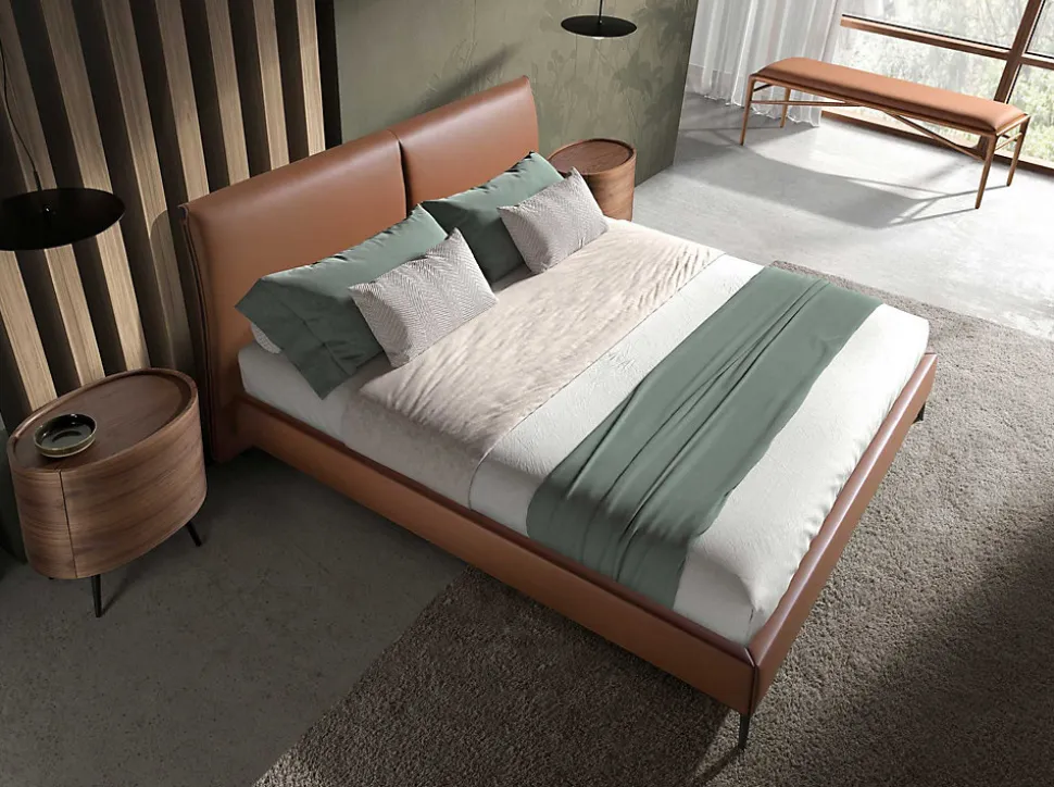Tabouret Moderne en Similicuir Marron pour Chambre à Coucher