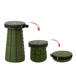 Tabouret pliable - Télescopique - Camping - Kaki kaki/vert foncé