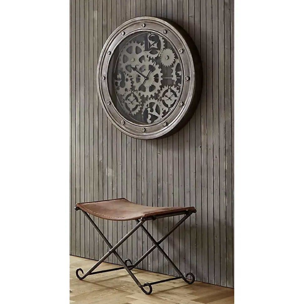 Tabouret Pliable en Cuir "Rodéo" 58cm Marron