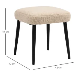 Tabouret repose-pieds design bouclette beige piètement effilé incliné acier noir
