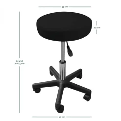 Tabouret rond à roulettes réglable en hauteur de 43.5 à 60.5 cm et pivotable - Noir - Vivezen