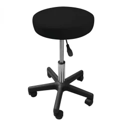 Tabouret rond à roulettes réglable en hauteur de 43.5 à 60.5 cm et pivotable - Noir - Vivezen