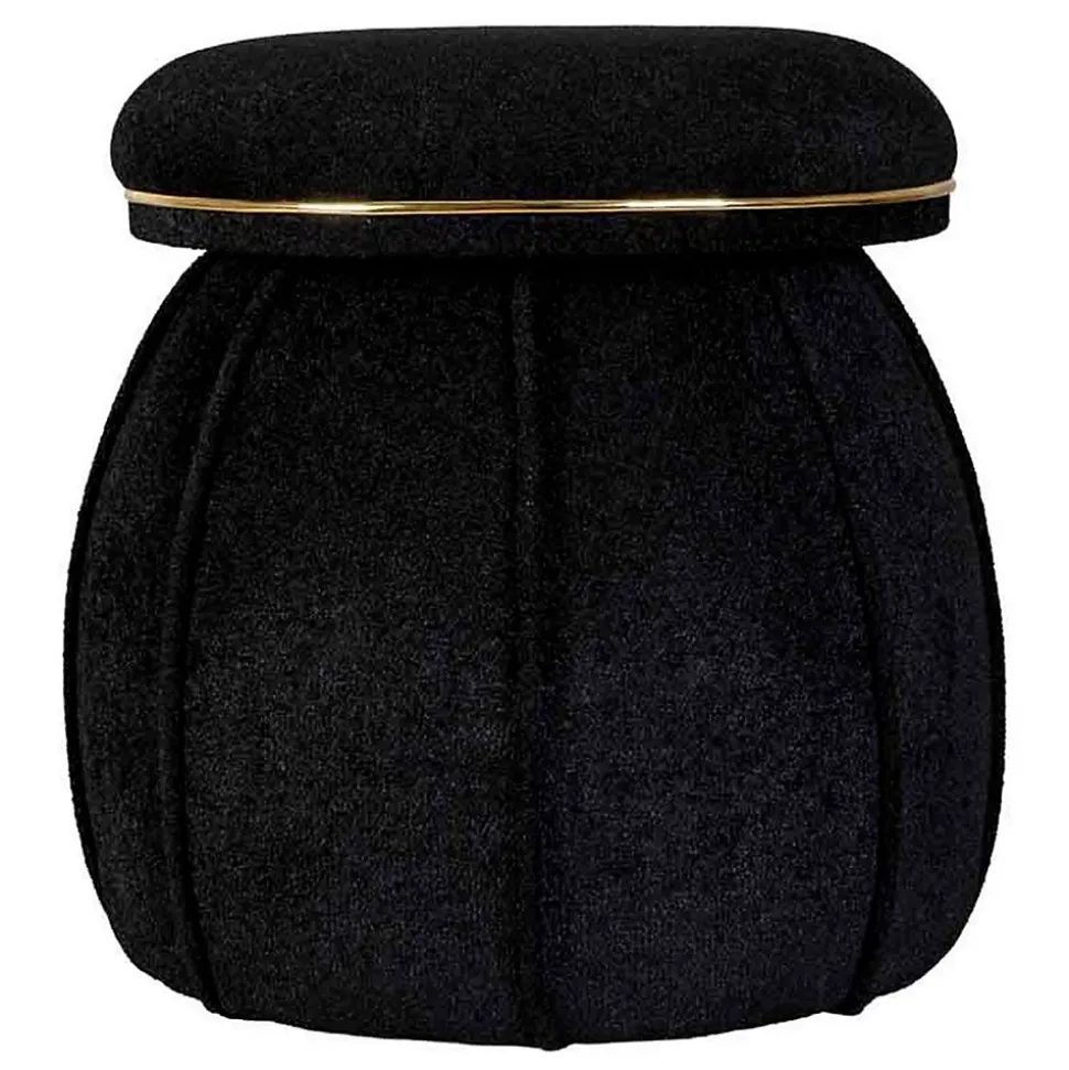 Tabouret Rond Déco "Corin" 55cm Noir & Or