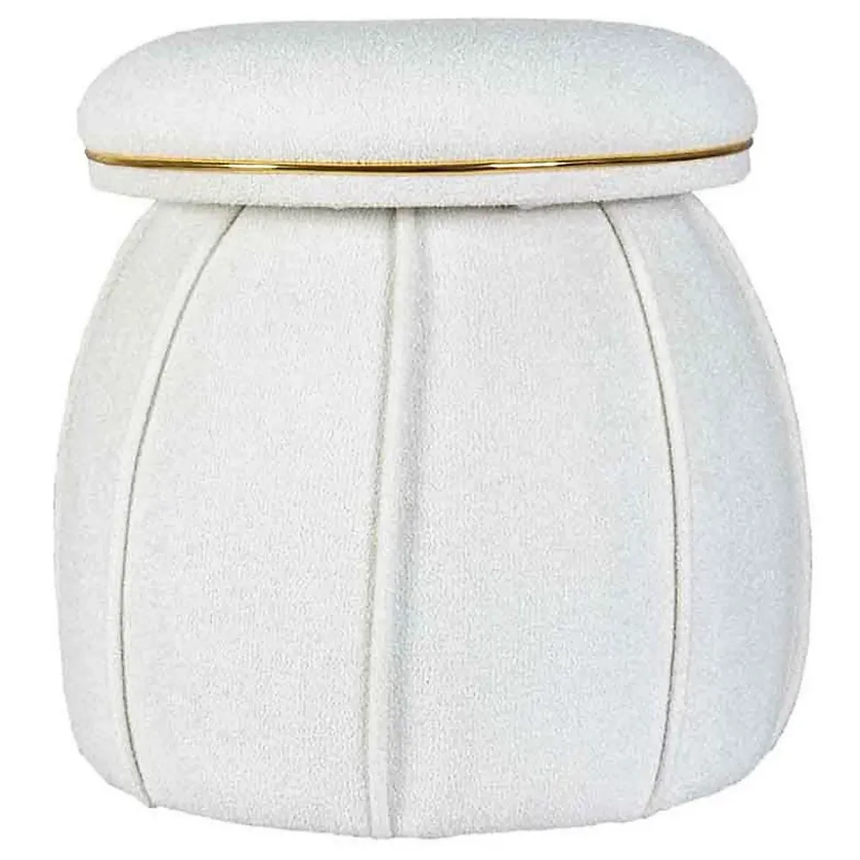 Tabouret Rond Déco "Corin" 55cm Blanc & Or