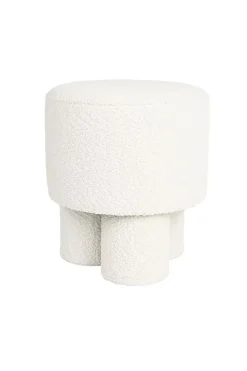 Tabouret rond en tissu bouclette diamètre : 40cm - MARCOS - Boite à design