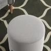 Tabouret rond style contemporain châssis piètement acier noir assise aspect velours gris clair