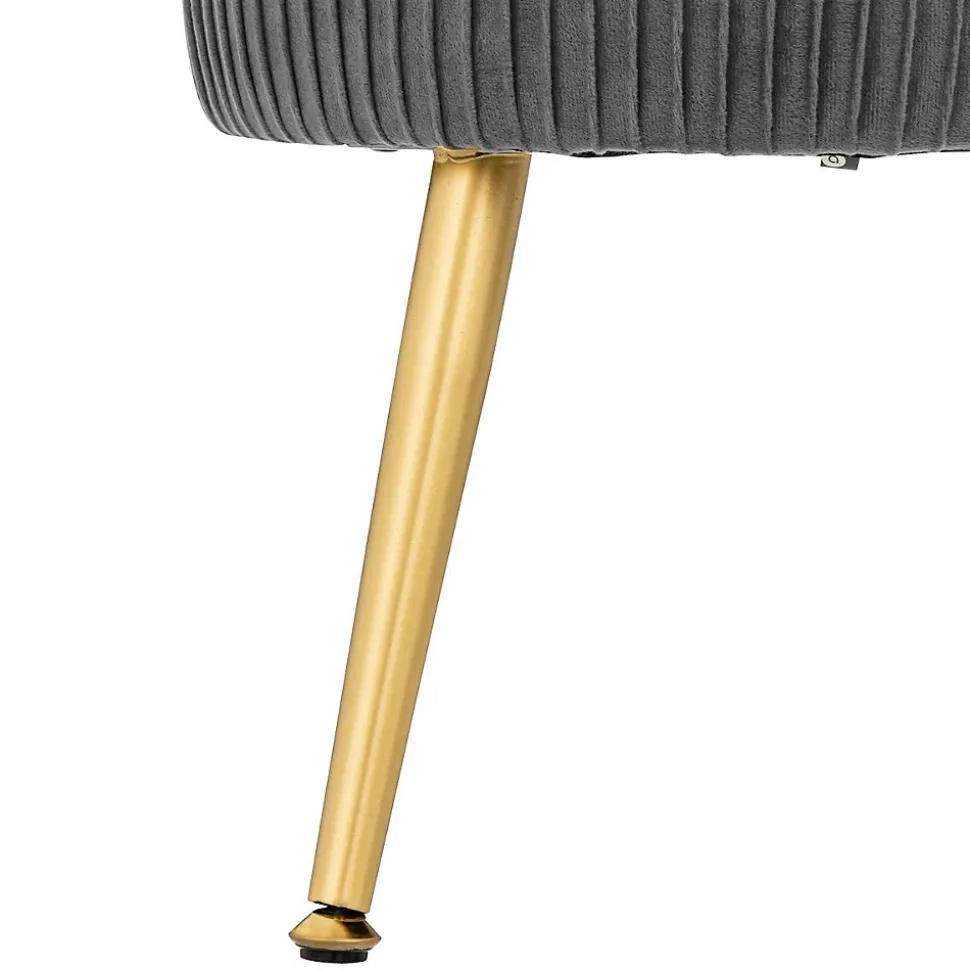 Tabouret Solaro gris en velours plissé - Atmosphera