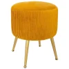 Tabouret Solaro moutarde en velours plissé - Atmosphera