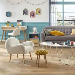 Tabouret tricot moutarde - Atmosphera