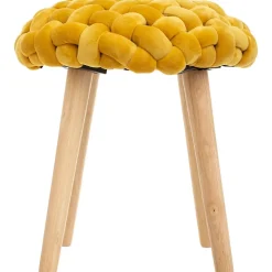 Tabouret tricot moutarde - Atmosphera