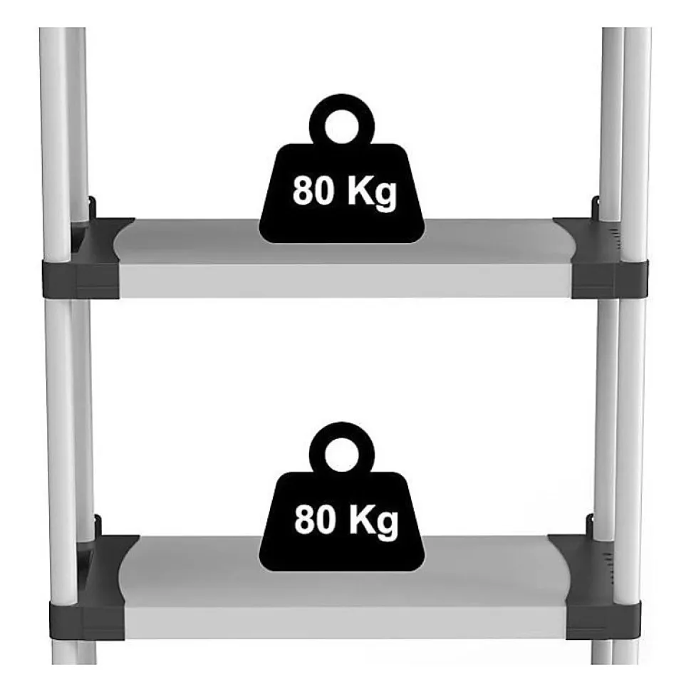Étagere plastique - TOOD - 5 tablettes - Charge 80 kg - 80x40x171 cm - Noir/gris