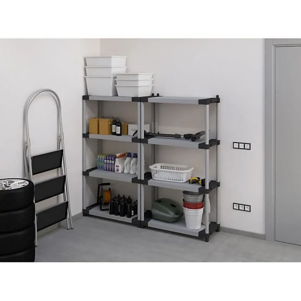 Étagere plastique - TOOD - 5 tablettes - Charge 80 kg - 80x40x171 cm - Noir/gris