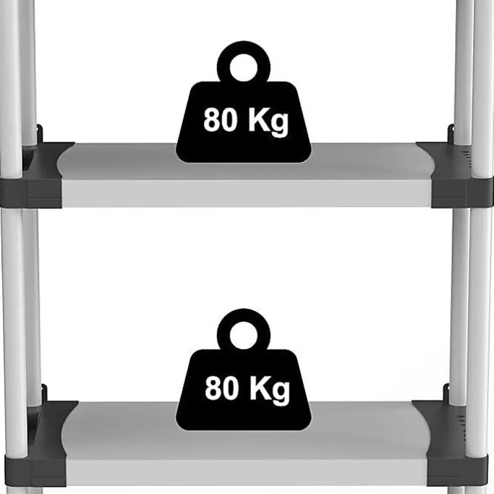 Étagere plastique - TOOD - 5 tablettes - Charge 80 kg - 80x40x171 cm - Noir/gris