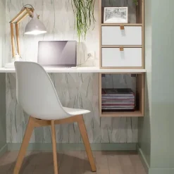 Étagère à 1 case, meuble de rangement ouvert pour livre et décoration coloris chêne - Longueur 34,4 x profondeur 32 x Hauteur 34,4
