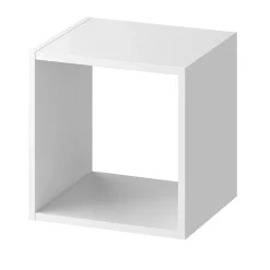 Étagère 1 case à dos ouvert, meuble de rangement en bois coloris blanc - Longueur 34,4 x profondeur 32 x Hauteur 34,4 cm
