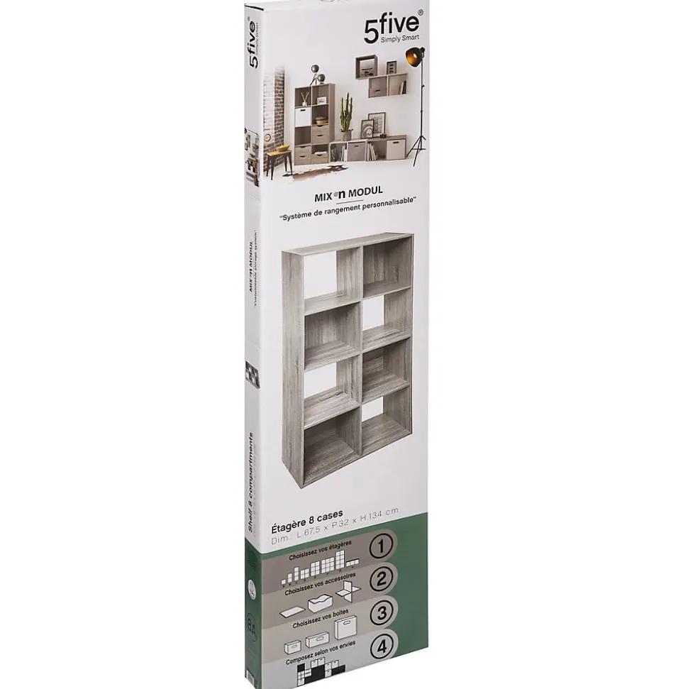Étagère 8 cases Effet chêne gris Mix N' Modul - 5Five