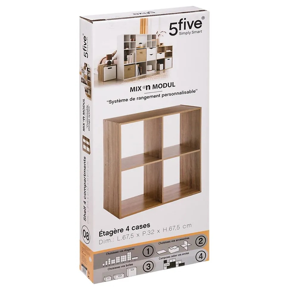 Étagère 4 cases Effet chêne naturel Mix N' Modul - 5Five