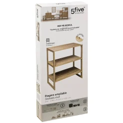 Étagère 4 cases empilables Effet chêne naturel Mix N' Modul - 5Five