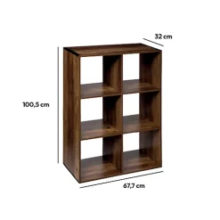 Étagère 6 cases indus Effet bois foncé Mix N' Modul - 5Five