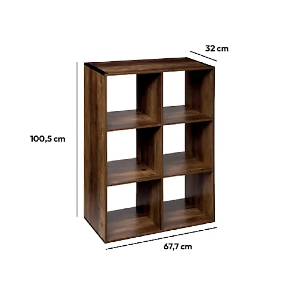 Étagère 6 cases indus Effet bois foncé Mix N' Modul - 5Five