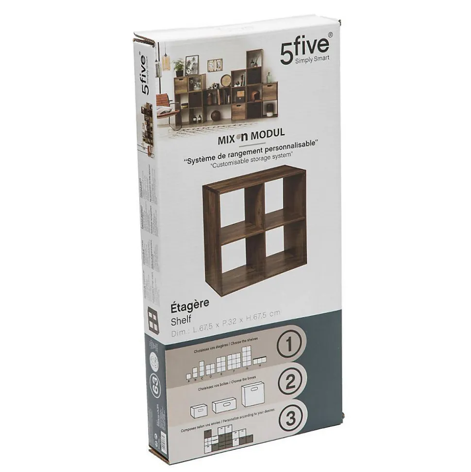 Étagère 4 cases indus Effet bois foncé Mix N' Modul - 5Five