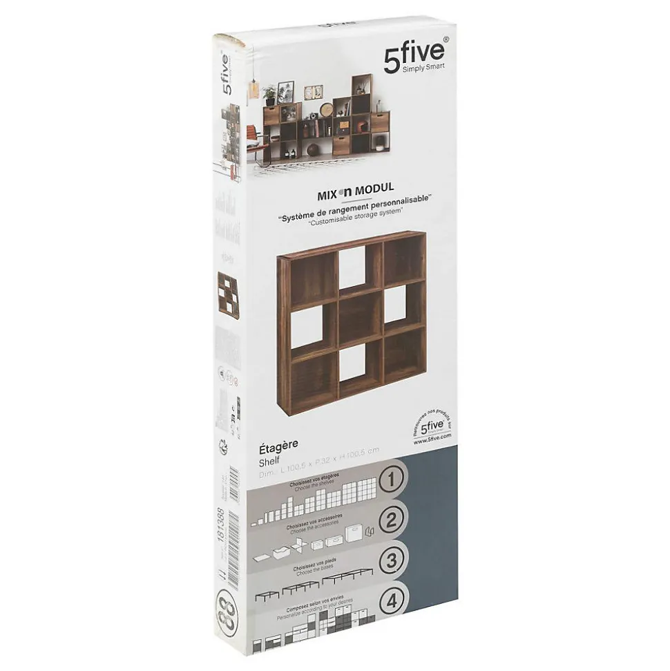Étagère 9 cases indus Effet bois foncé Mix N' Modul - 5Five
