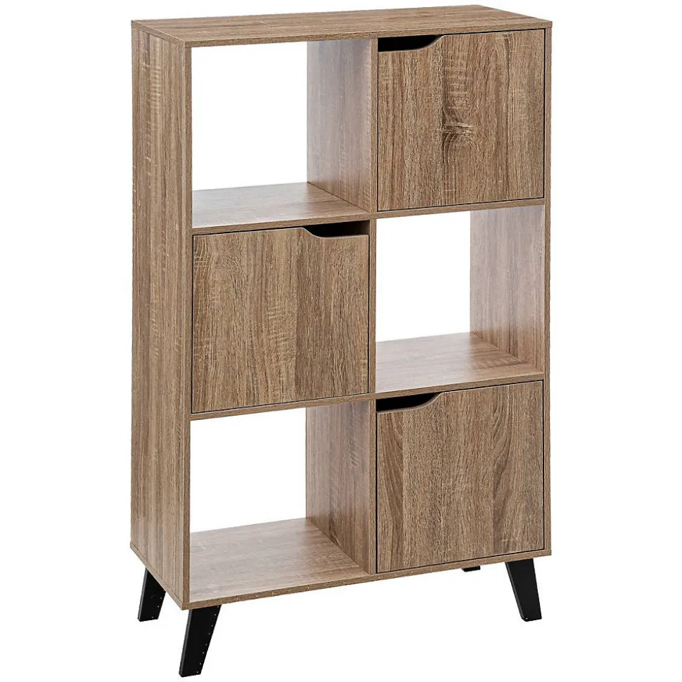 Étagère 6 cases porte Effet bois naturel Ceda - 5Five