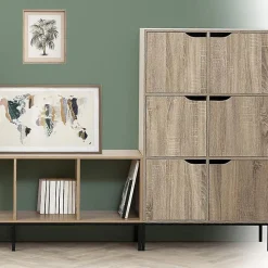 Étagère 6 cases porte Effet bois naturel Mix N' Modul - 5Five