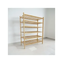 Étagère à chaussures 3 niveaux en bambou naturel 69 x 28 x 47,5 cm
