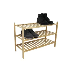 Étagère à chaussures 3 niveaux en bambou naturel 69 x 28 x 47,5 cm