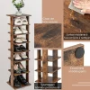 étagère à Chaussures à 7 Niveaux en Bois Range Chaussures Vertical et Compact en Hauteur Différente Organisateur de Rangement
