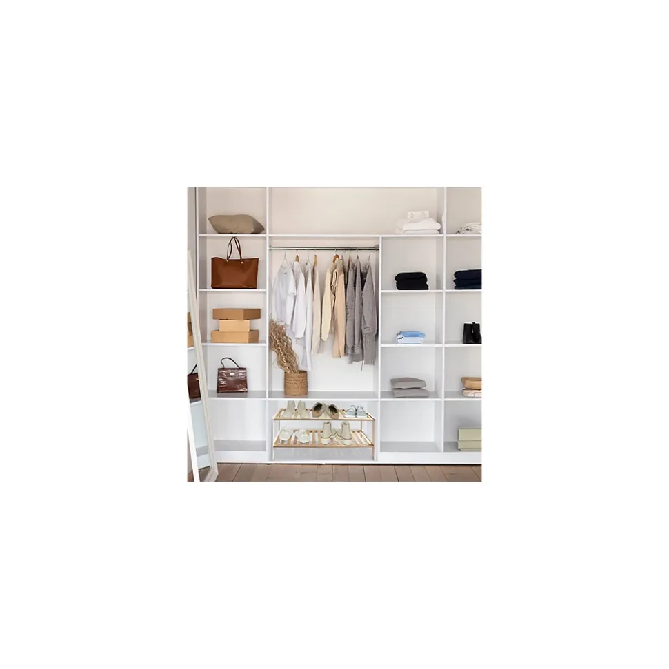 Étagère à chaussures avec 2 niveaux en bambou blanc 70 x 26 x 33,5 cm