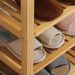Étagère à chaussures en bambou 5 niveaux - meuble à chaussures bambou - 80 x 29 x 82 cm