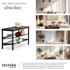 Étagère à chaussures Style industrie 755x305x455cm Bois foncé