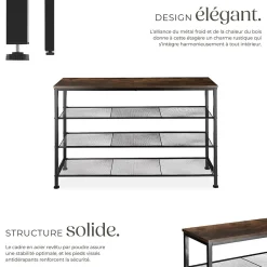 Étagère à chaussures Style industriel 100x305x725cm Bois foncé
