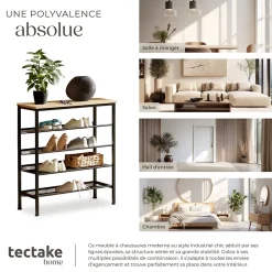 Étagère à chaussures Style industriel 755x305x855cm Bois clair