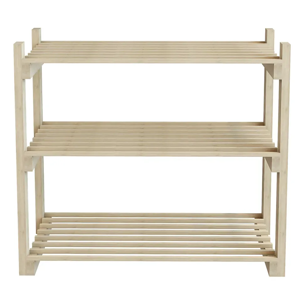 Étagère à chaussures Them à 3 niveaux pin 60 x 68 x 30 cm naturel en.casa