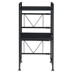Étagère à micro-ondes Sorsele avec 2 tablettes réglables noir en.casa