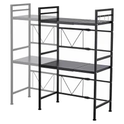Étagère à micro-ondes Sorsele avec 2 tablettes réglables noir en.casa