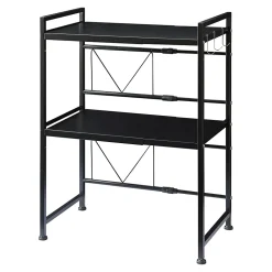 Étagère à micro-ondes Sorsele avec 2 tablettes réglables noir en.casa